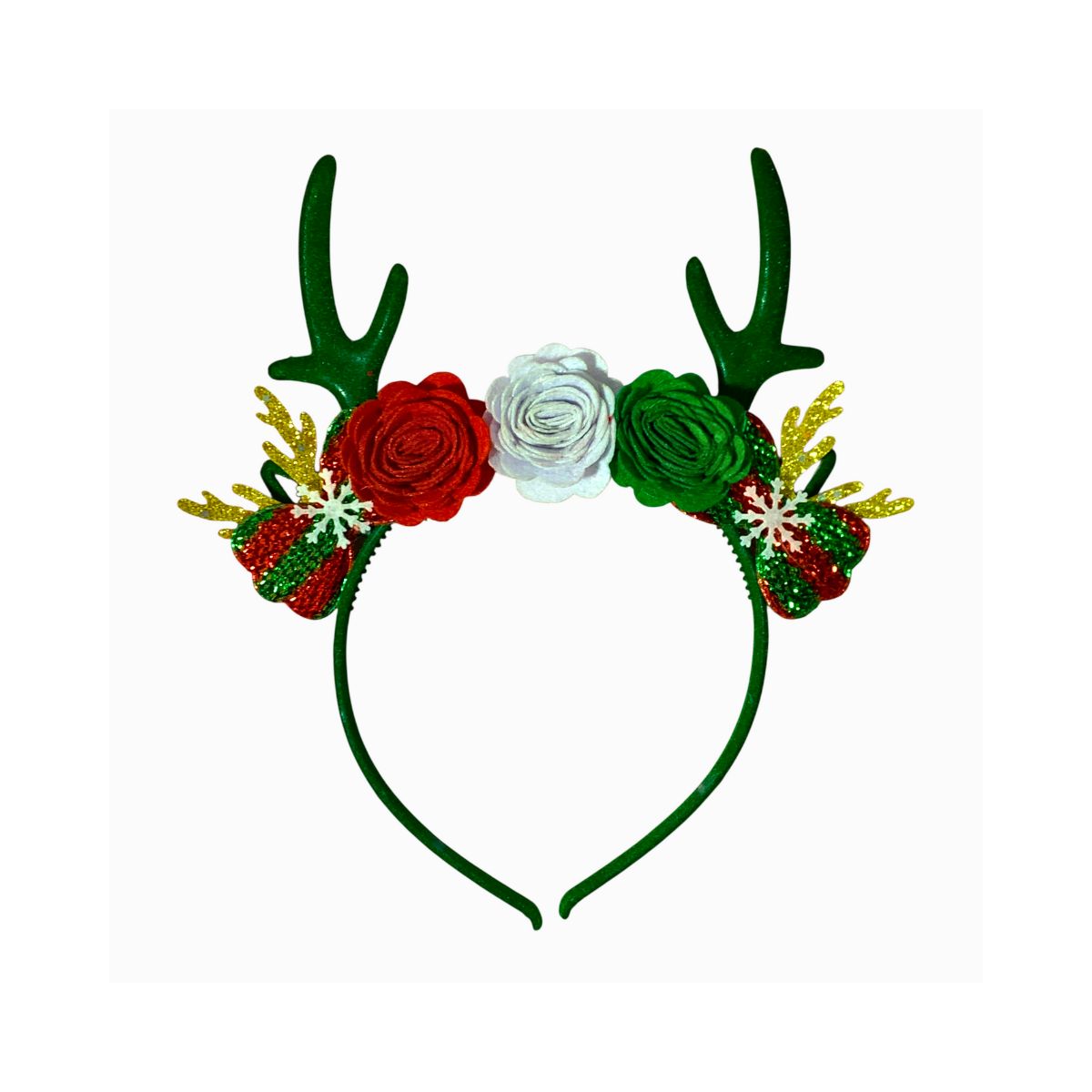 GENERICO - Balaca Diadema Navidad Diseño Reno y Flores Navideño