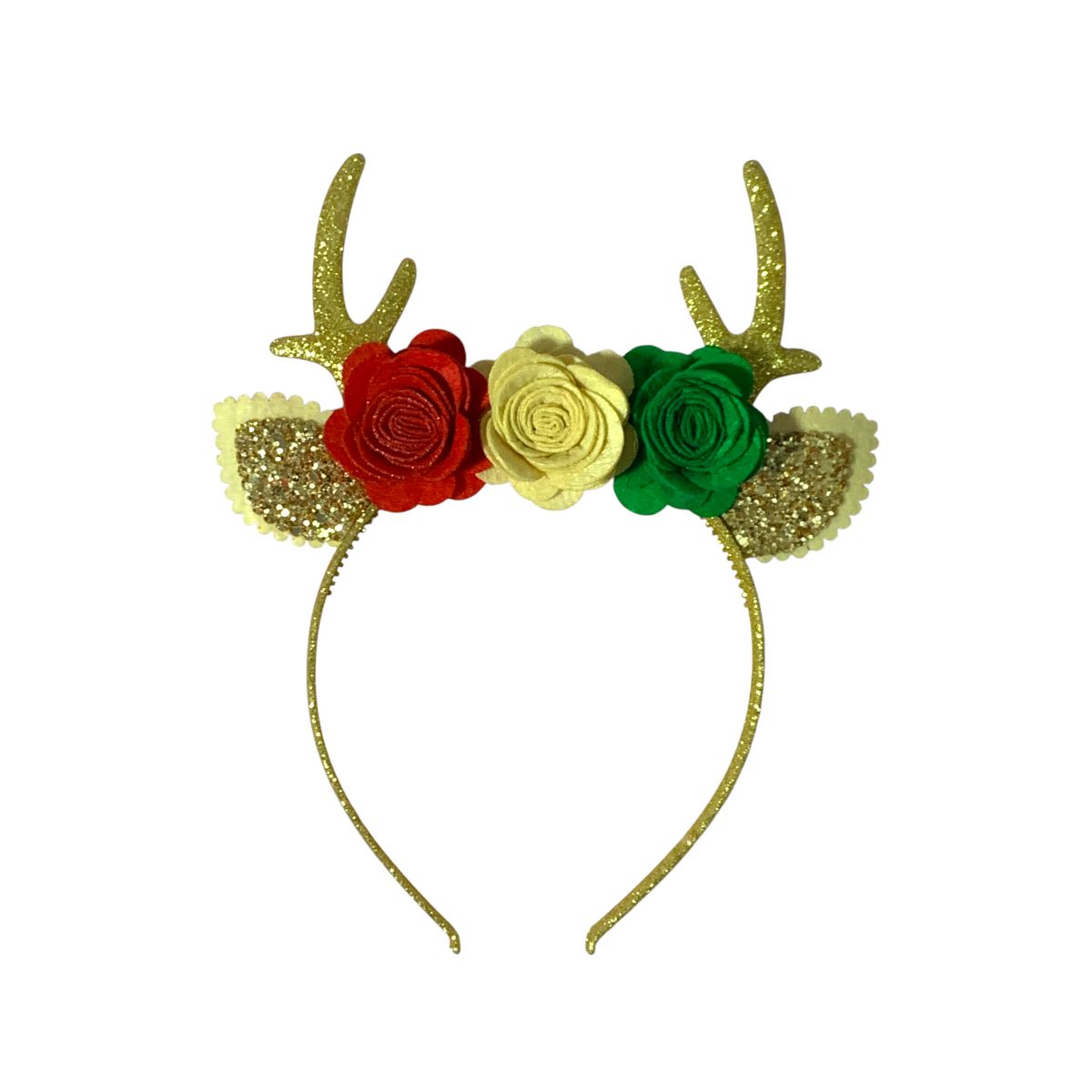 GENERICO - Balaca Diadema Navidad Diseño Reno y Flores Navideño