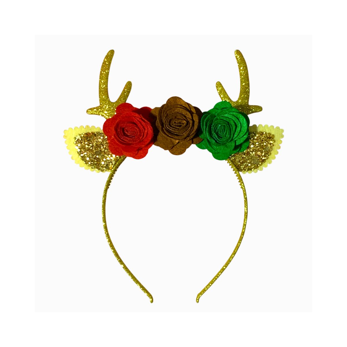 GENERICO - Balaca Diadema Navidad Diseño Reno y Flores Navideño