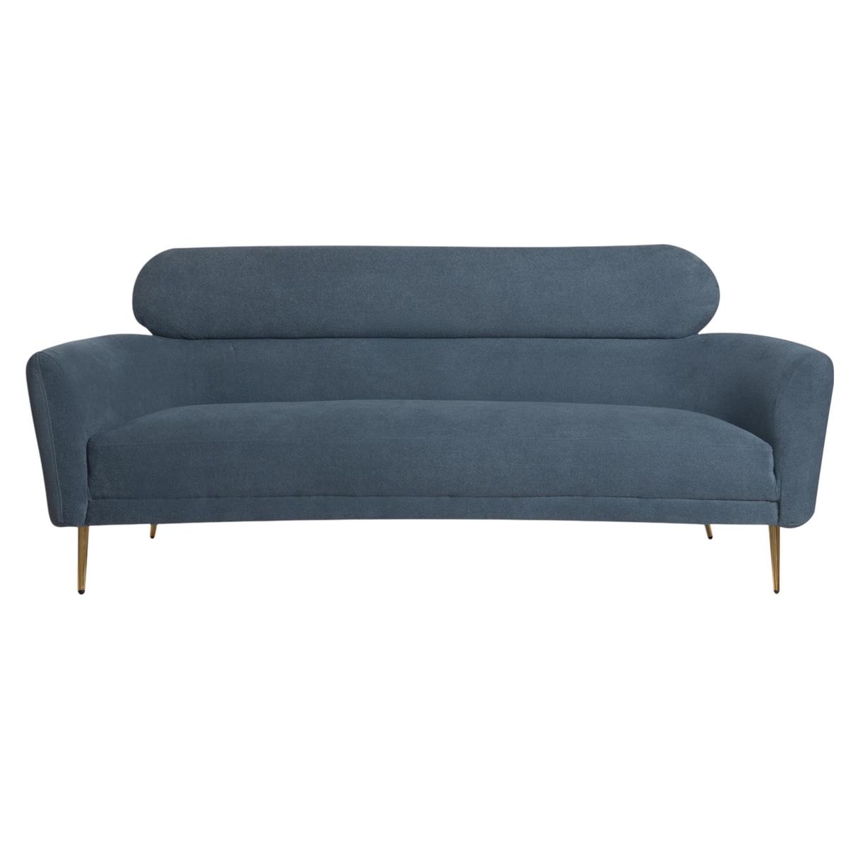 MUEBLES FIOTTI - Sofá 3 Puestos Moderno en Tela Azul con Patas Doradas Xanma