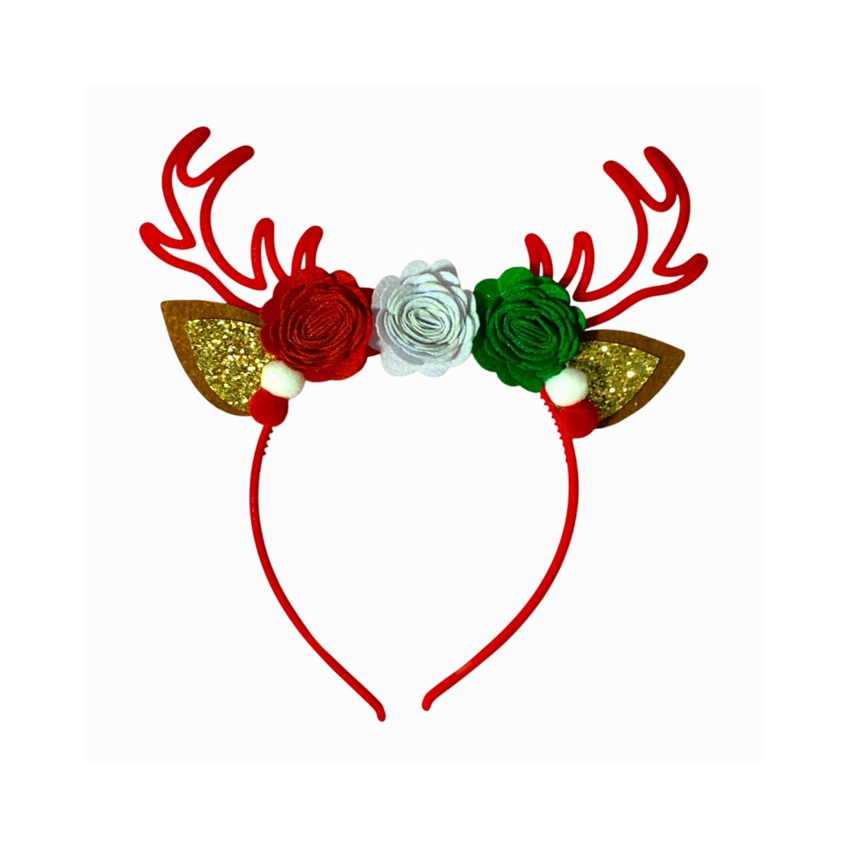 GENERICO - Balaca Diadema Navidad Diseño Reno y Flores Navideño