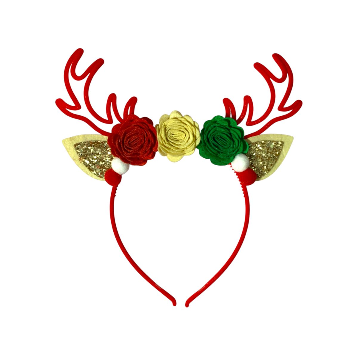 GENERICO - Balaca Diadema Navidad Diseño Reno y Flores Navideño