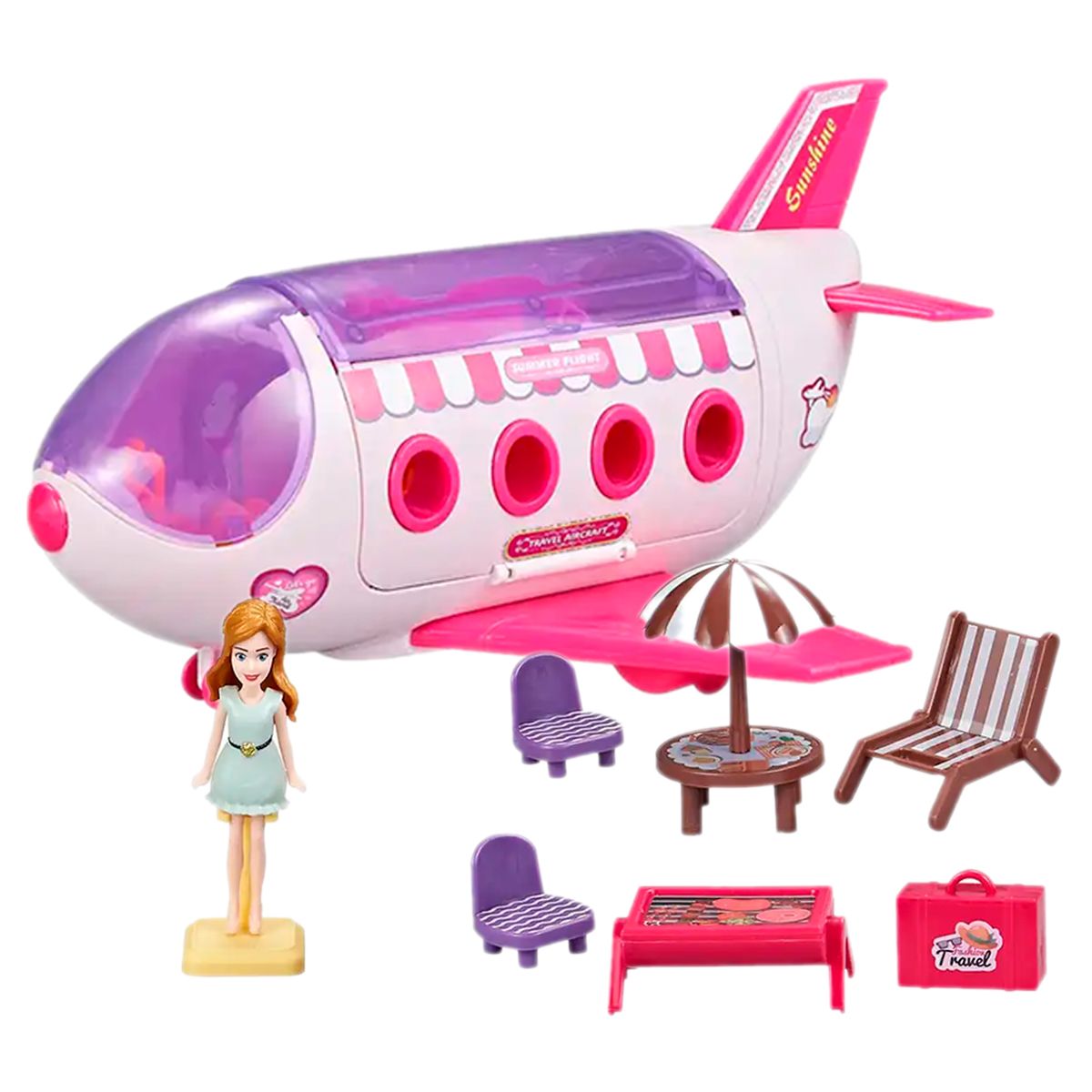 GENERICO - Avión Jet Pasajeros Fashion Muñecas Accesorios Juguete Niñas