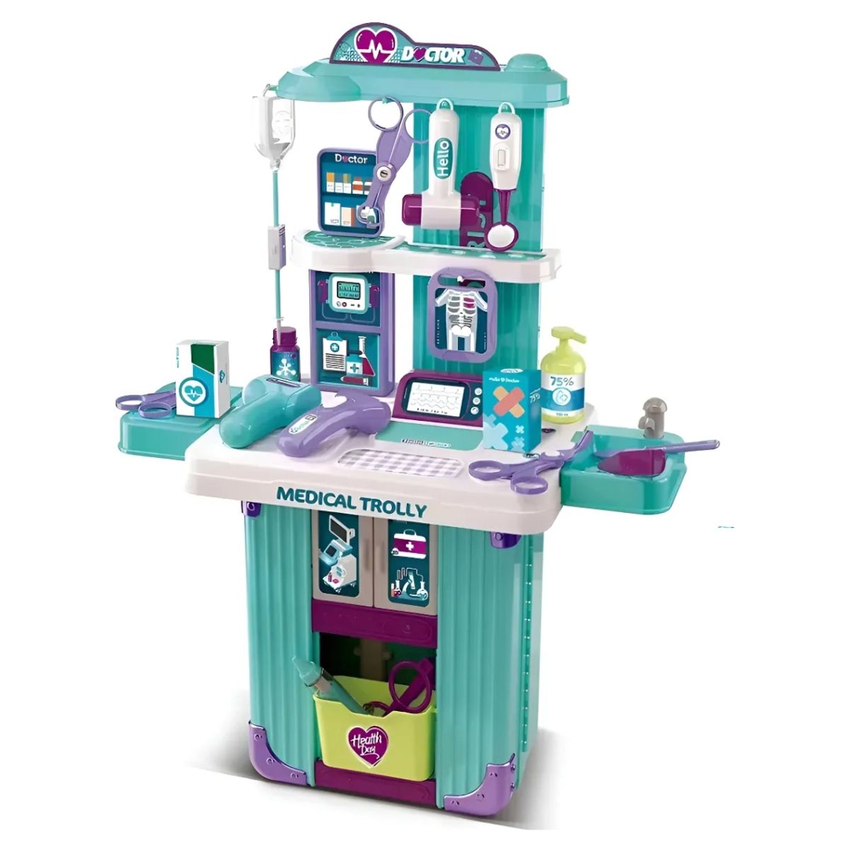 AMERICAN GENERICS - Set Médico Infantil 2 en 1 Con Maleta Portátil Y Accesorios De Doctor