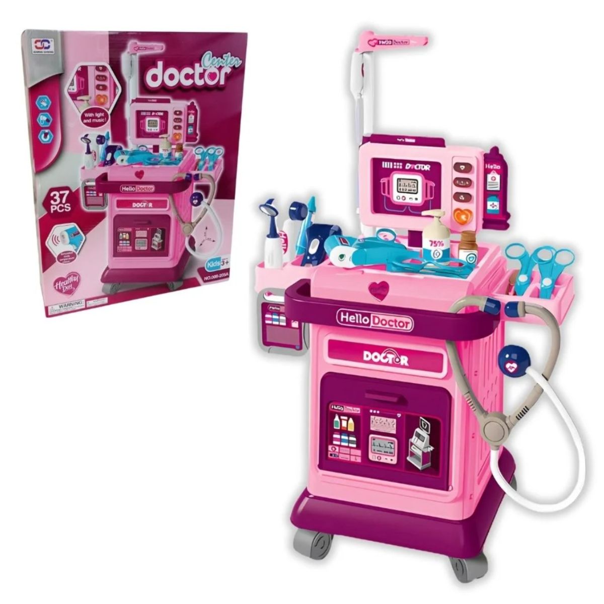 OTRAS MARCAS - Mesas Juguetes - Carrito De Doctor Grande Fucsia +37 Accesorios