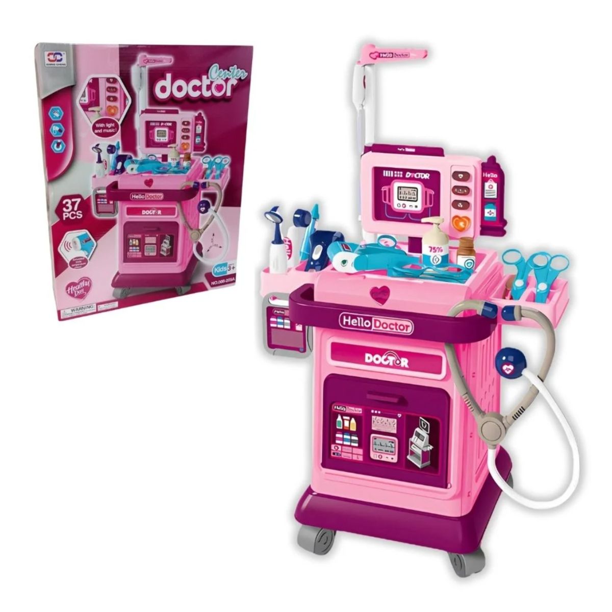 OTRAS MARCAS - Mesas Juguetes - Carrito De Doctor Grande Fucsia +37 Accesorios