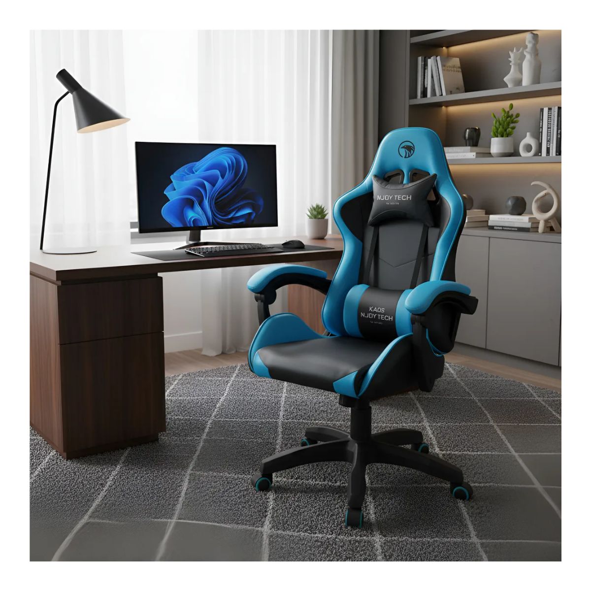 ERGONOMUS - Silla Gamer Njoytech Kaos Celeste Color Azul rellno de espuma