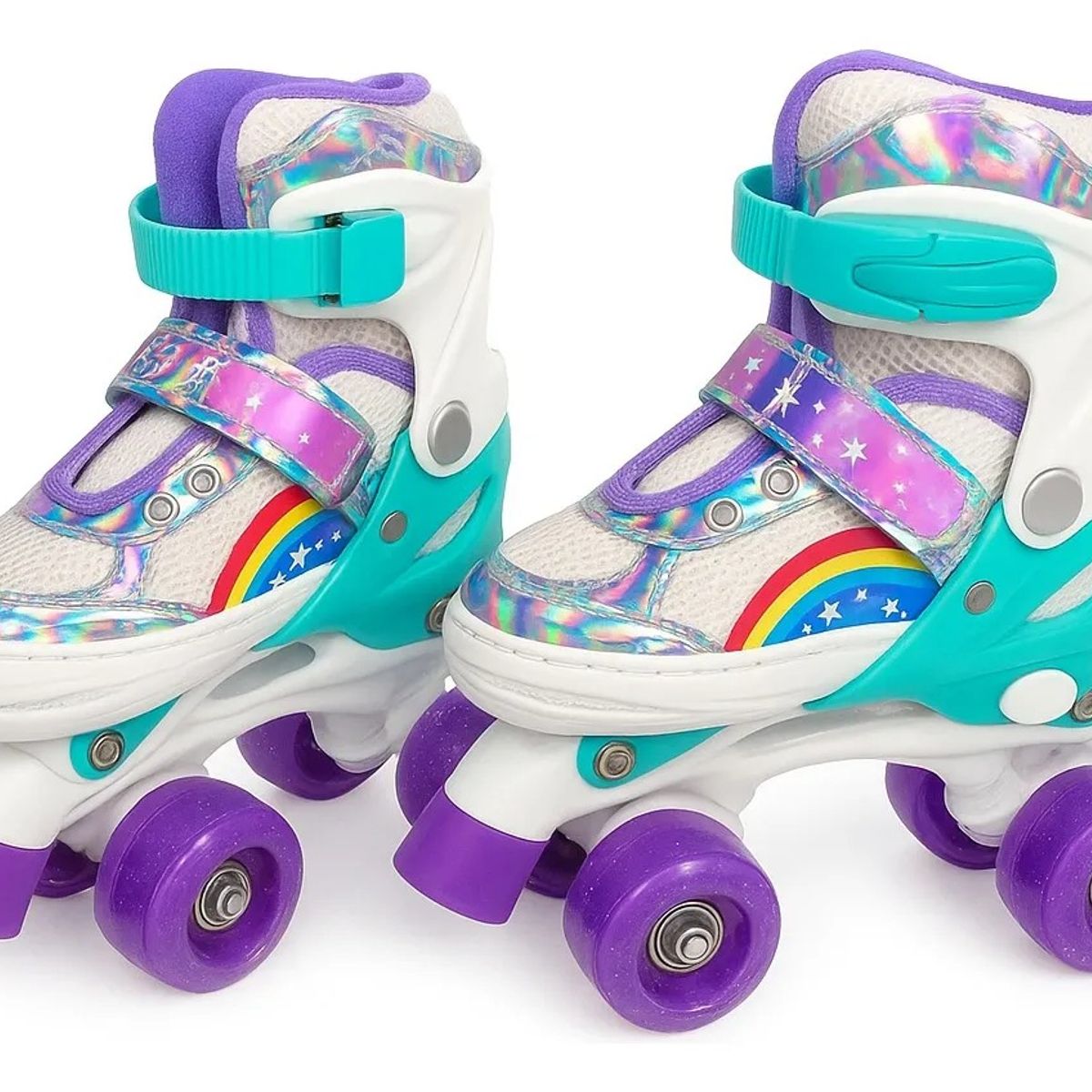 KIDSHOP - Patines Ajustable Con Luz Y Diseño De Arcoíris Niños PT-03 LILA 35-38