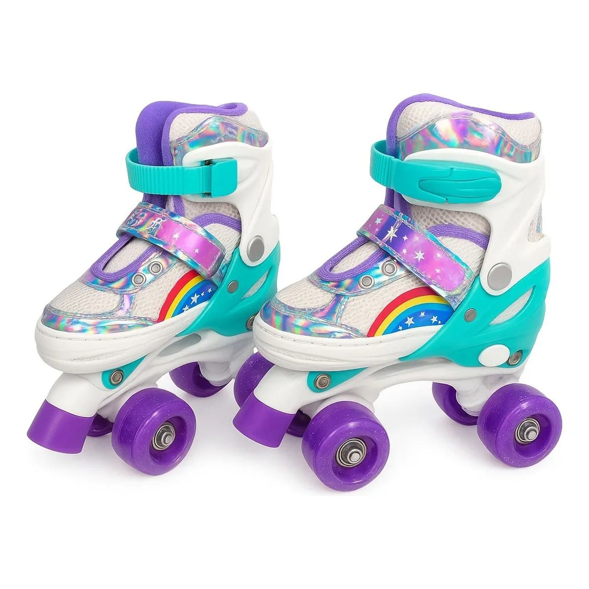 KIDSHOP - Patines Ajustable Con Luz Y Diseño De Arcoíris Niños PT-03 LILA 35-38