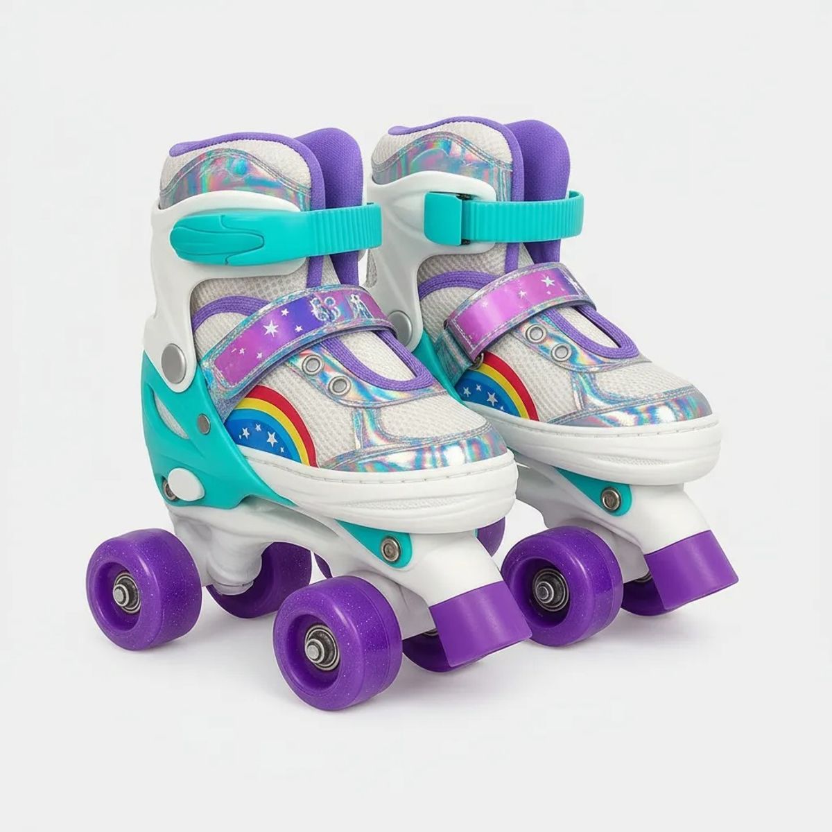 KIDSHOP - Patines Ajustable Con Luz Y Diseño De Arcoíris Niños PT-03 LILA 35-38