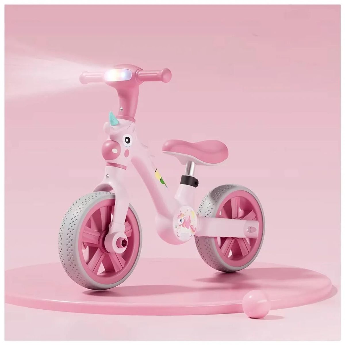 AMERICAN GENERICS - Triciclo Montable de Equilibrio con Luces  Diseño de Unicornio