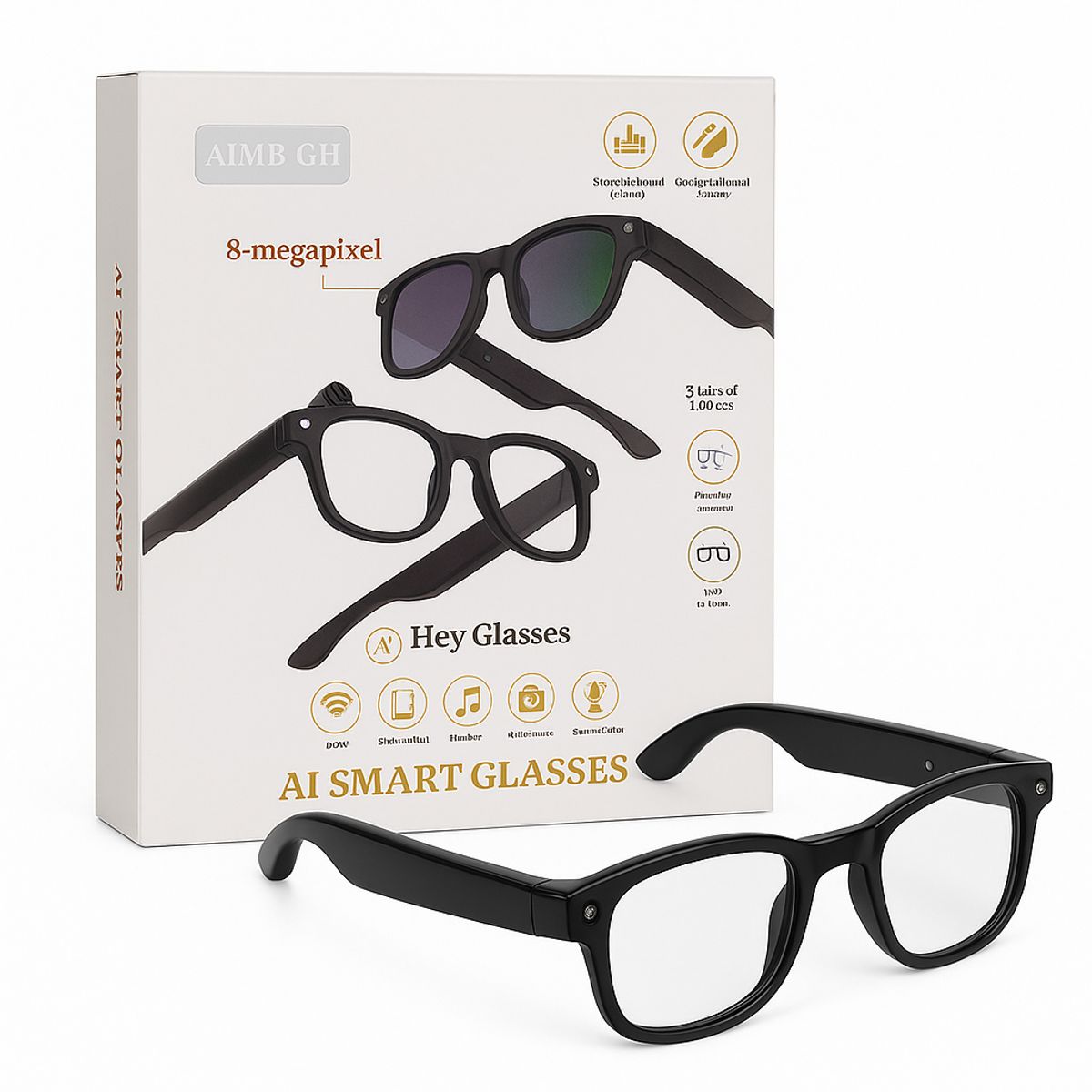 GENERICO - Gafas inteligentes con cámara 8MP WiFi y audio AI