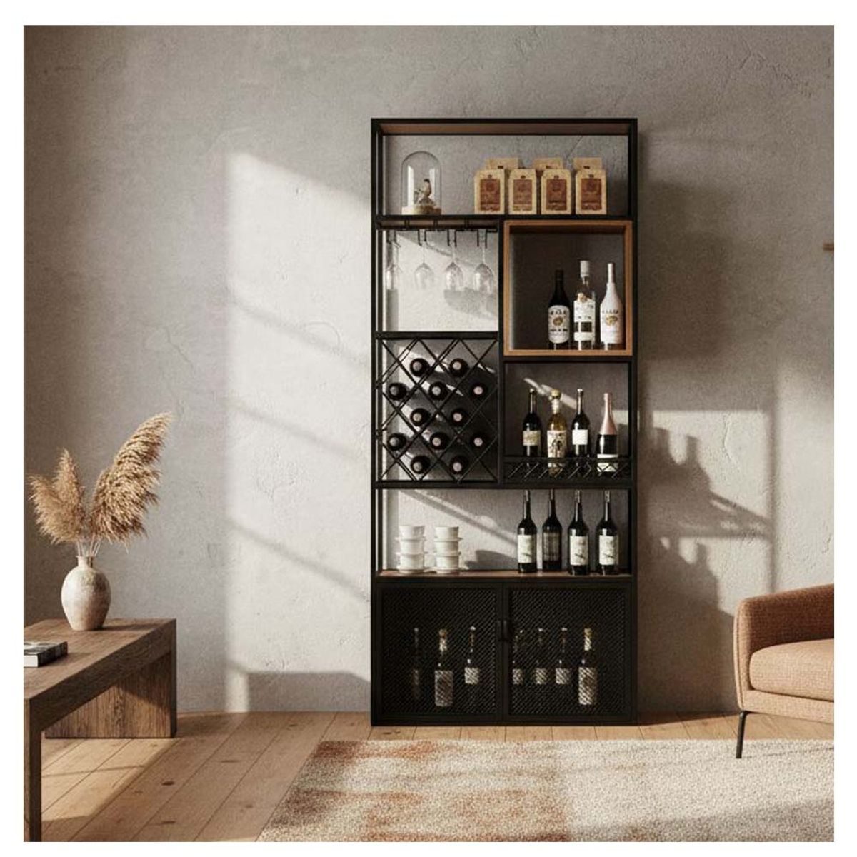 22 GRADOS DECORACION - Bar Kemet en Madera Roble y Metal 100cxm x 40cm