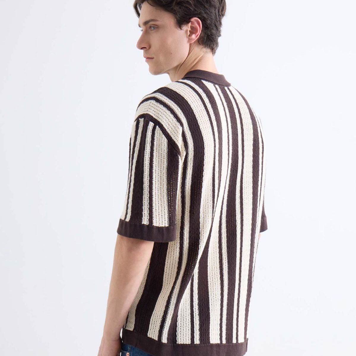 SEVEN SEVEN - Camisa  Para Hombre Manga Corta Sin Bolsillo Cuello Casual M Color Café Marca Seven Seven #45012164