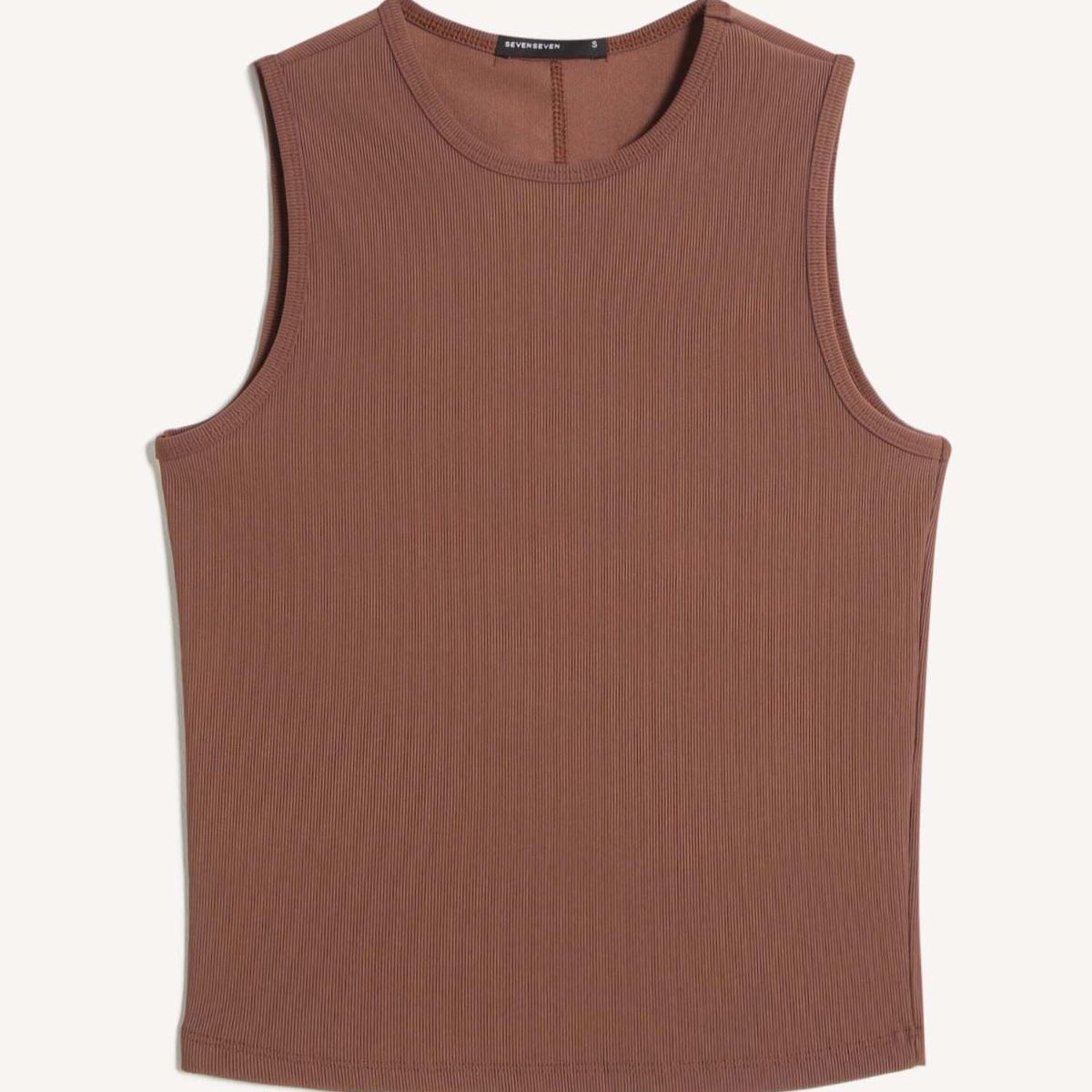 SEVEN SEVEN - Camiseta  Para Mujer Manga Sisa Cuello Redondo Color Café Marca Seven Seven #28096562