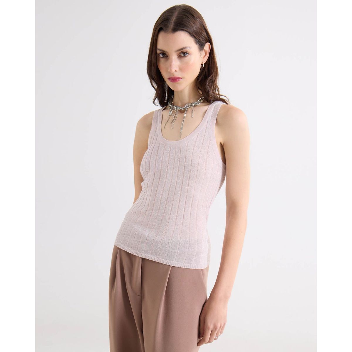 SEVEN SEVEN - Camiseta Acanalada De Tirantes  Para Mujer Rosa Seven Seven