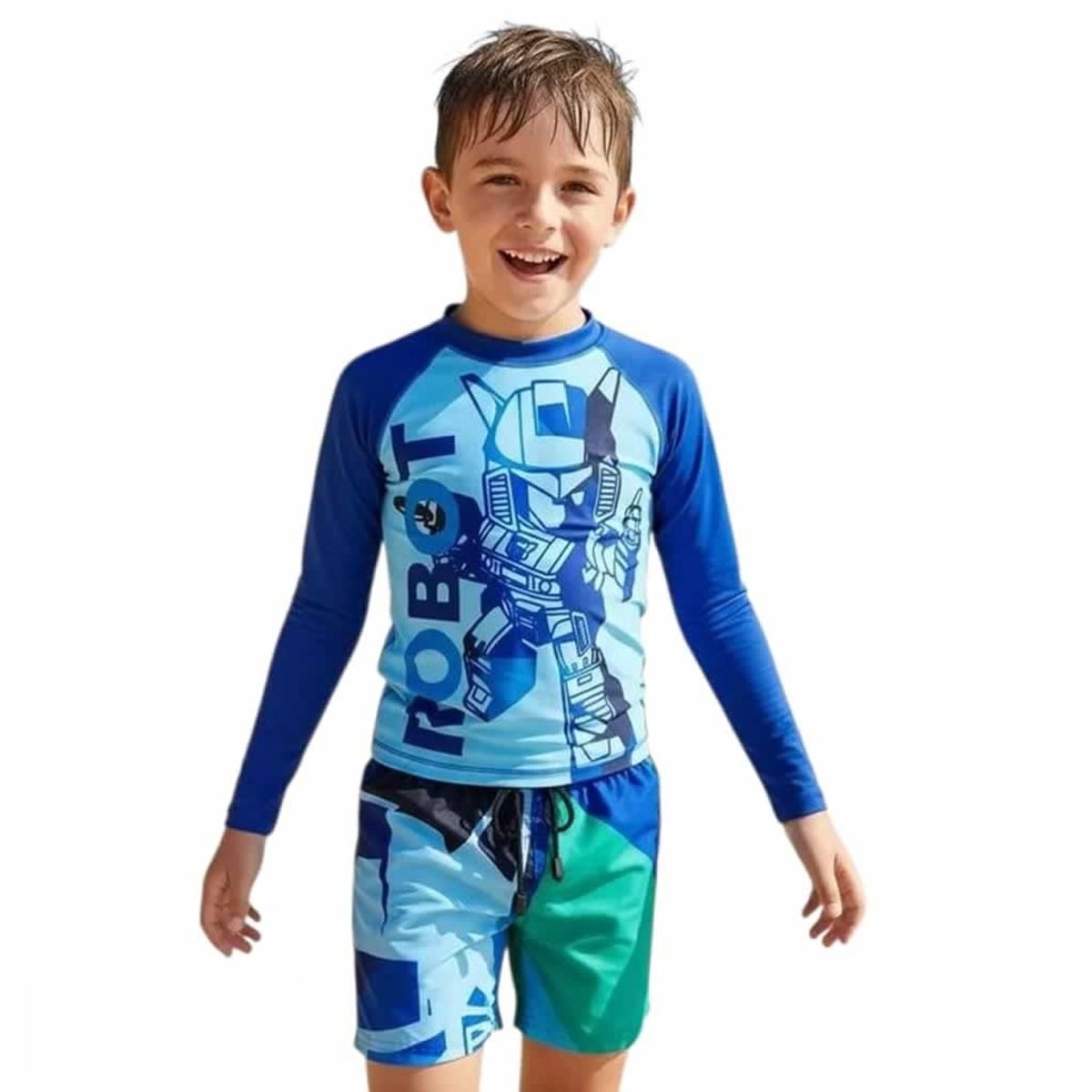 1AMIGO - Traje de baño Infantil Buzo y Pantaloneta - Robot