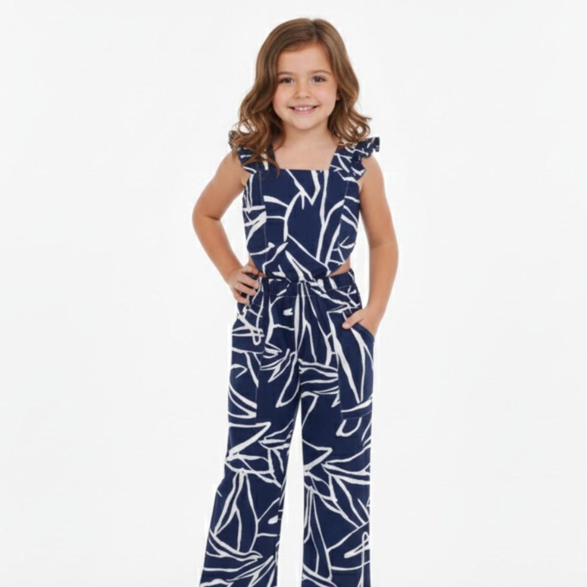 BIGBOYS - Enterizo Lineas Azul Oscuro Bebe Niña