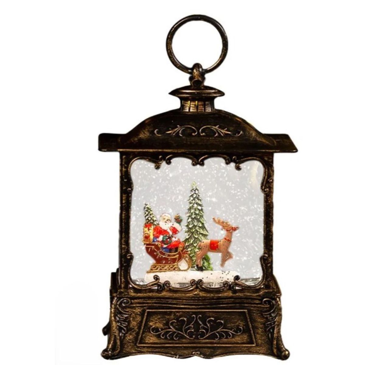 ZHOPI CO - Farol Navideño Retro Efecto Nieve Luz y Sonido