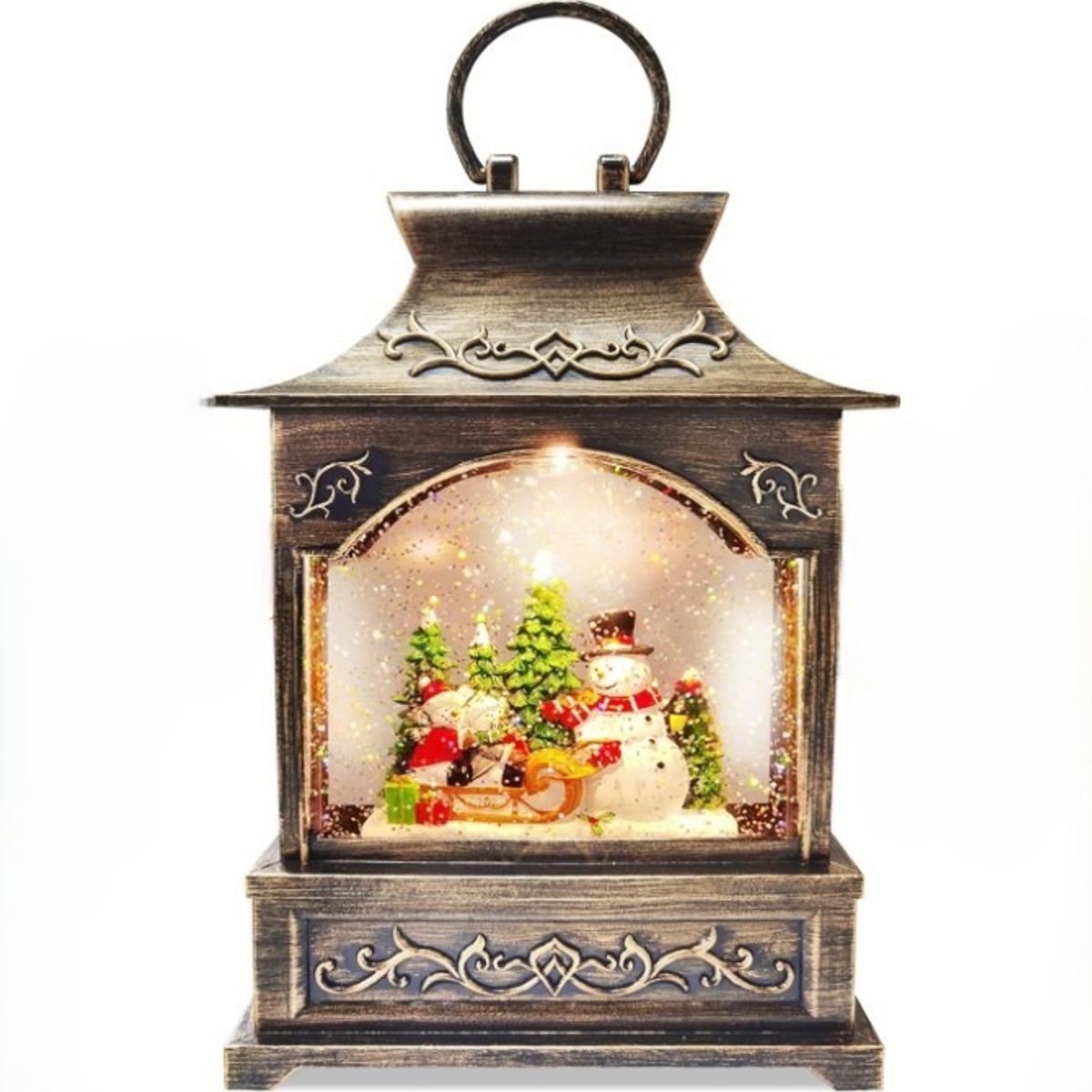 ZHOPI CO - Farol Navideño Retro Efecto Nieve Luz y Sonido