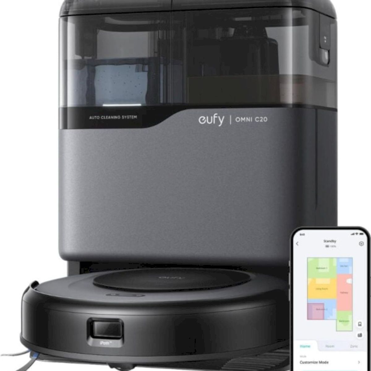 ANKER - Robot aspiradora y trapero Eufy C20 con base de autolimpieza 5 en 1