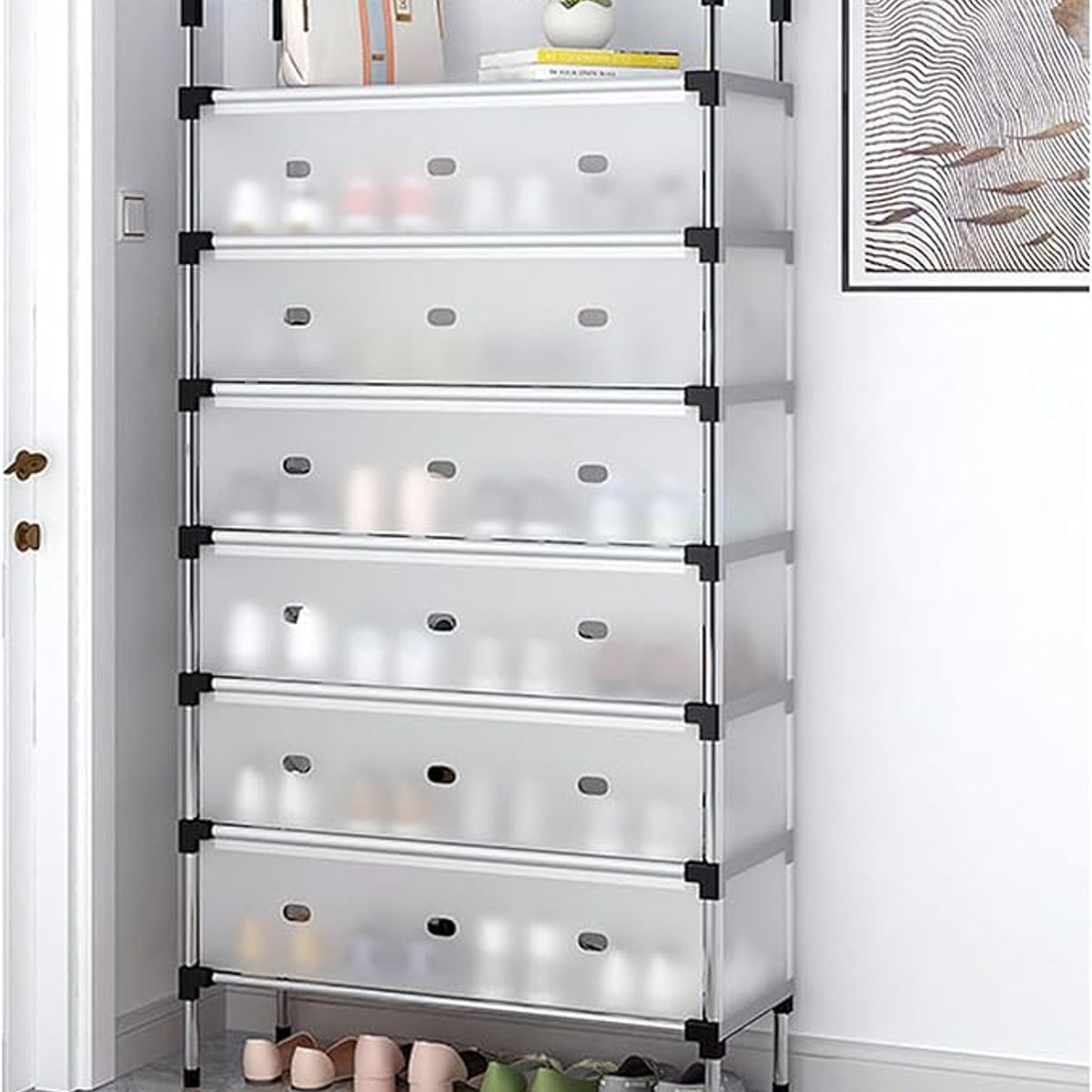 GENERICO - Organizador Zapatero con tapa antipolvo 7 niveles