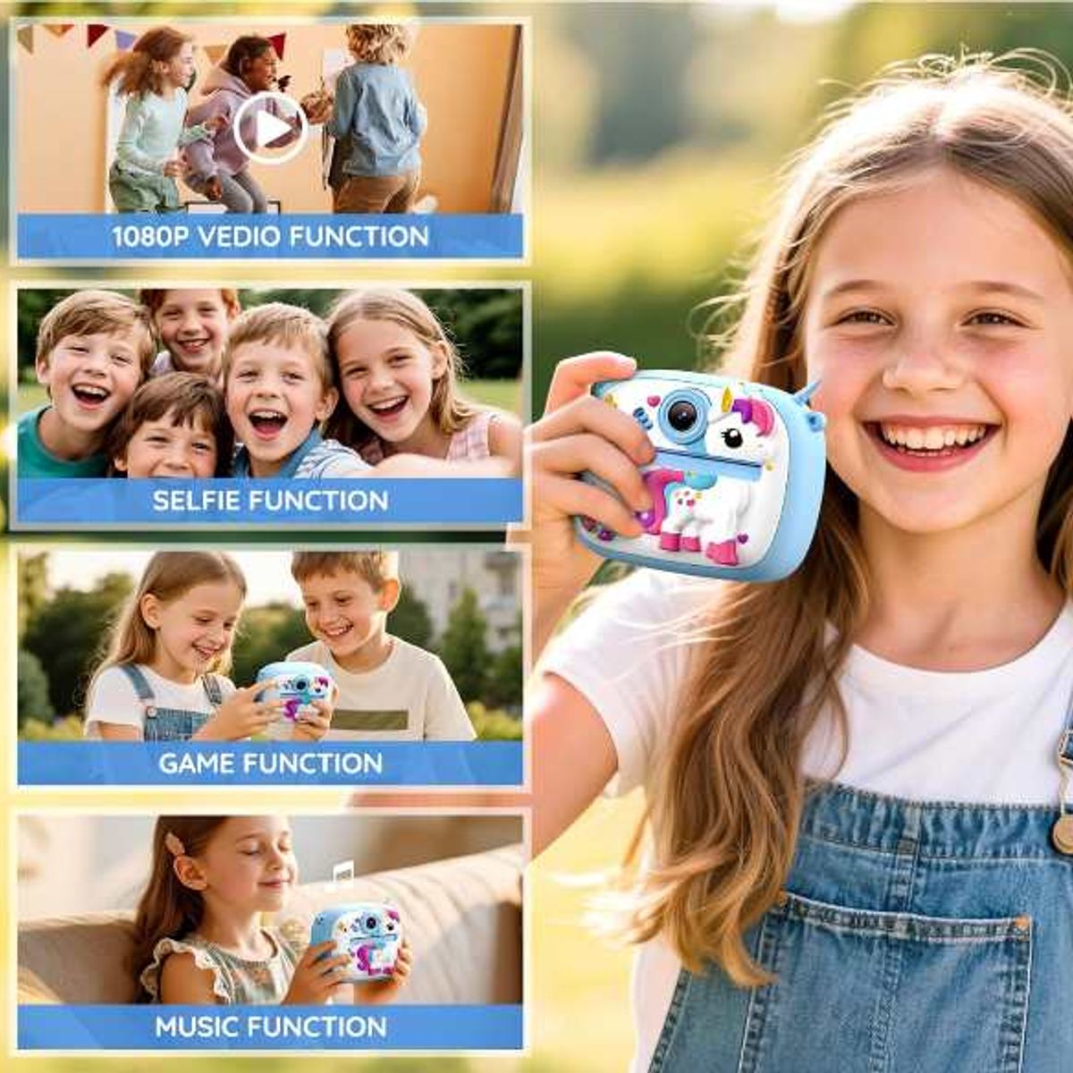 GENERICO - Camara de impresión instantánea para niños con cubierta de silicona de 2.4 pulgadas doble lente