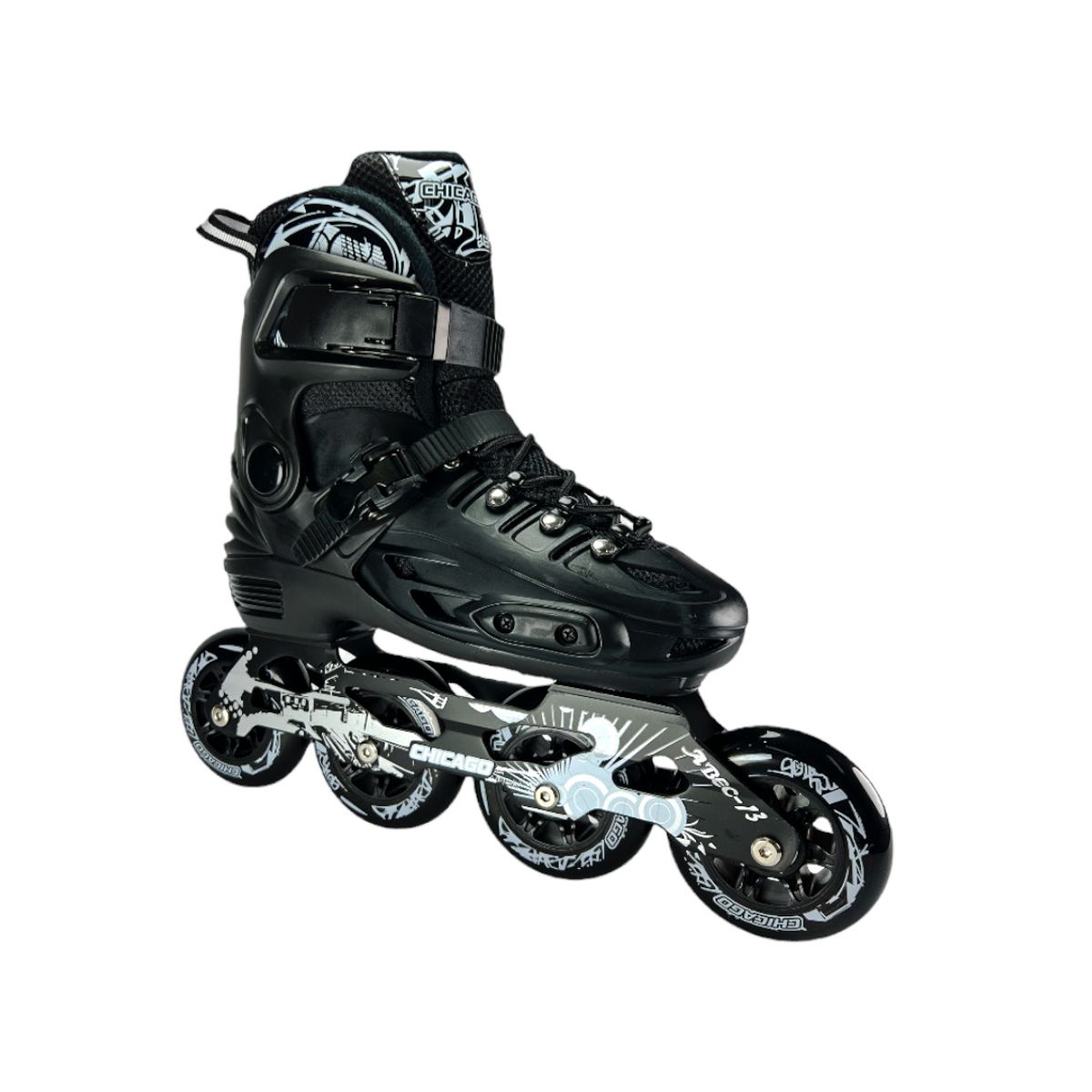 CHICAGO - Patines En Linea Semiprofesionales Chicago Magic Con Maleta Negro L 38 Ajustables a 41