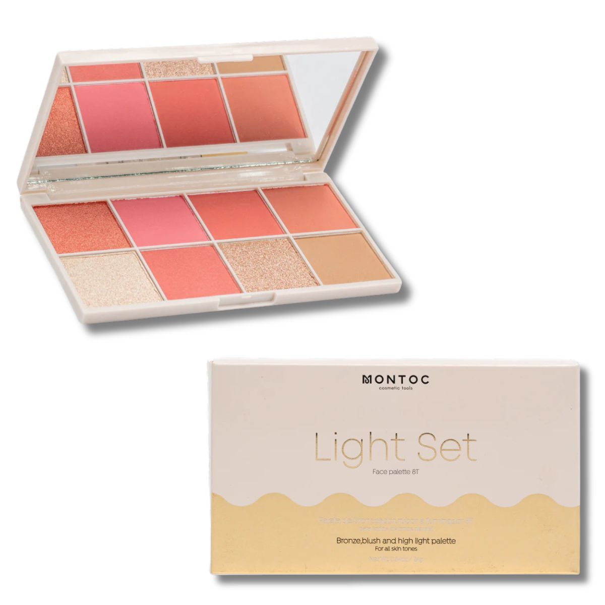 ATENEA - Paleta Rubores Light Set Montoc 8 Tonos Primer Niacinamida