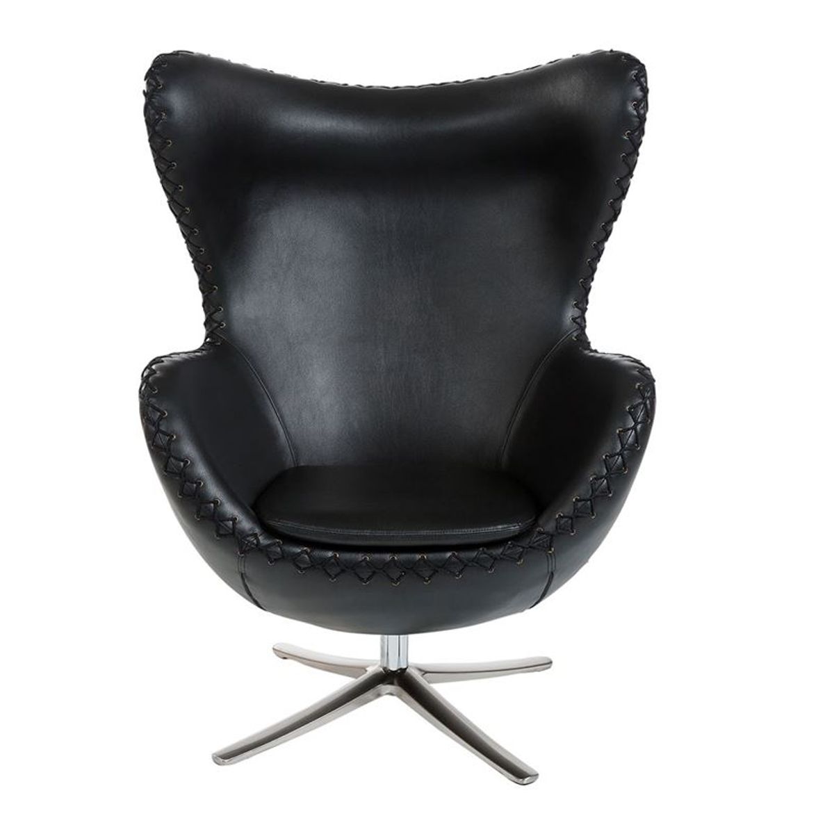 GENERICO - Silla de Sala Egg en ecopiel Color Gris  Negro