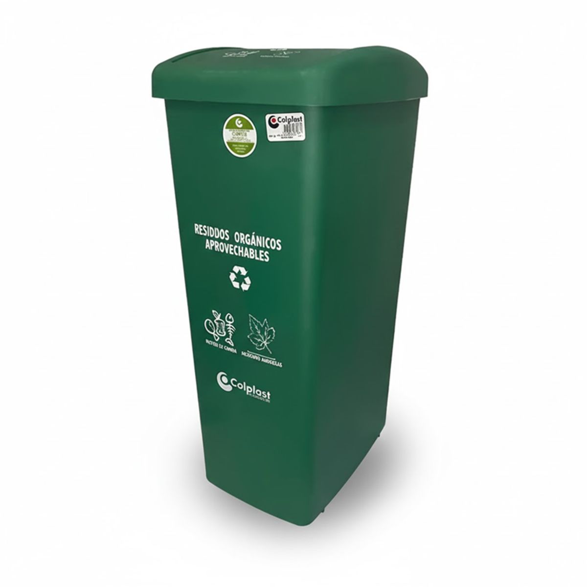 COLPLAST - Papelera Vaiven de Tapa Plana de 55 Litros Colplast Color Verde