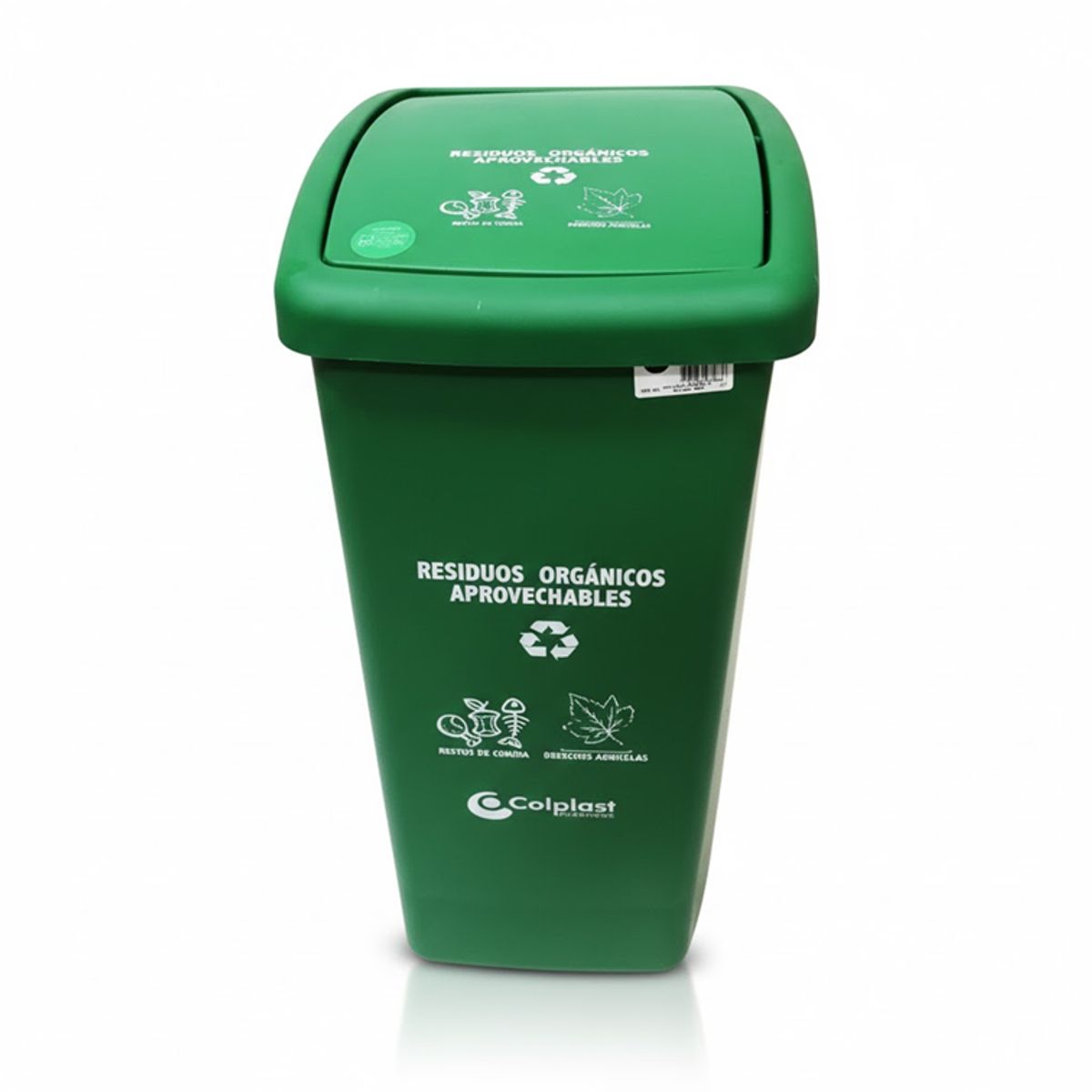 COLPLAST - Papelera Vaiven de Tapa Plana de 55 Litros Colplast Color Verde