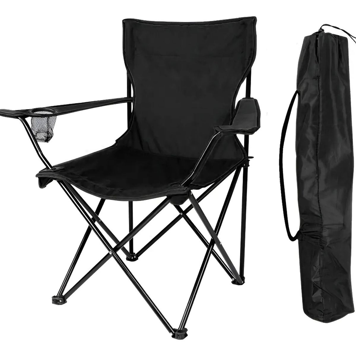 GENERICO - Silla Plegable Con Portavasos Camping Parque Exterior Color Negro