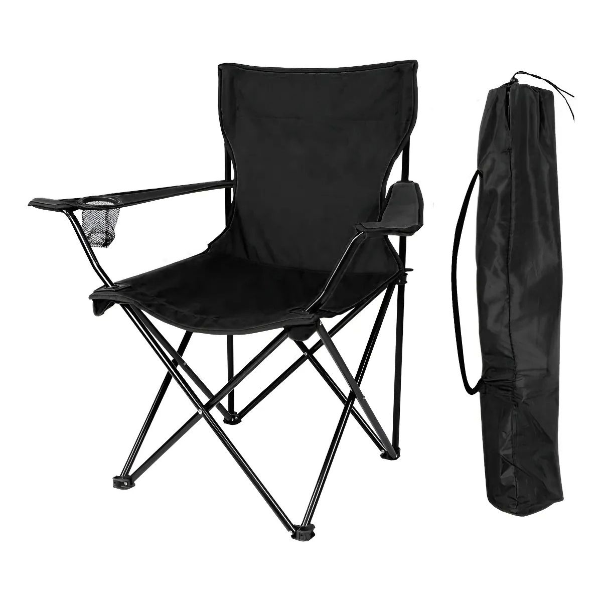 GENERICO - Silla Plegable Con Portavasos Camping Parque Exterior Color Negro