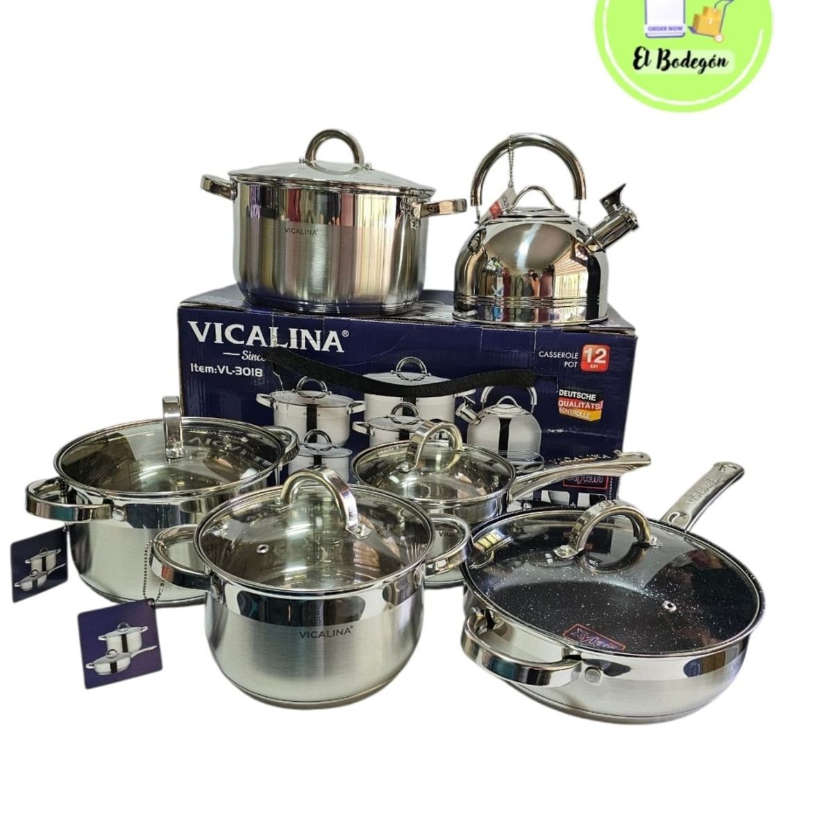GENERICO - Juego de Ollas con Tetera Acero Quirúrgico de 12 Piezas!!