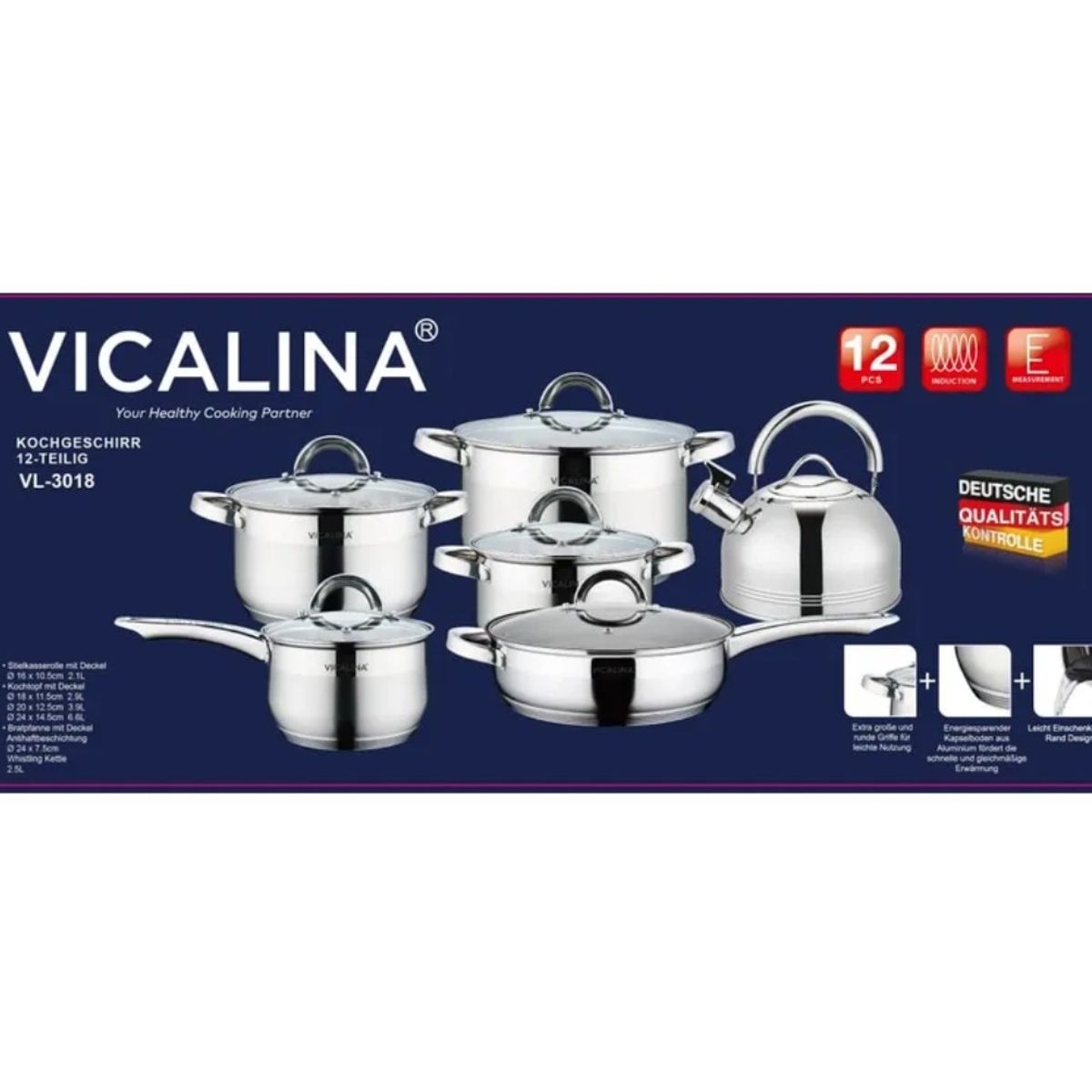 GENERICO - Juego de Ollas con Tetera Acero Quirúrgico de 12 Piezas!!