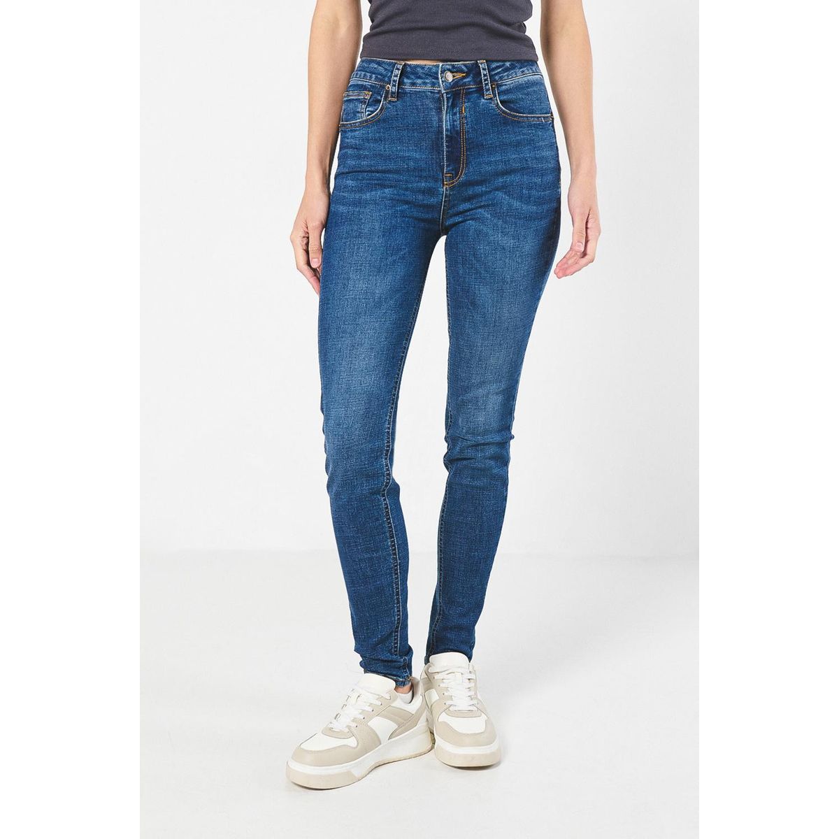 KOAJ - KOAJ Jean tiro alto push up azul oscuro con realce posterior MUJER