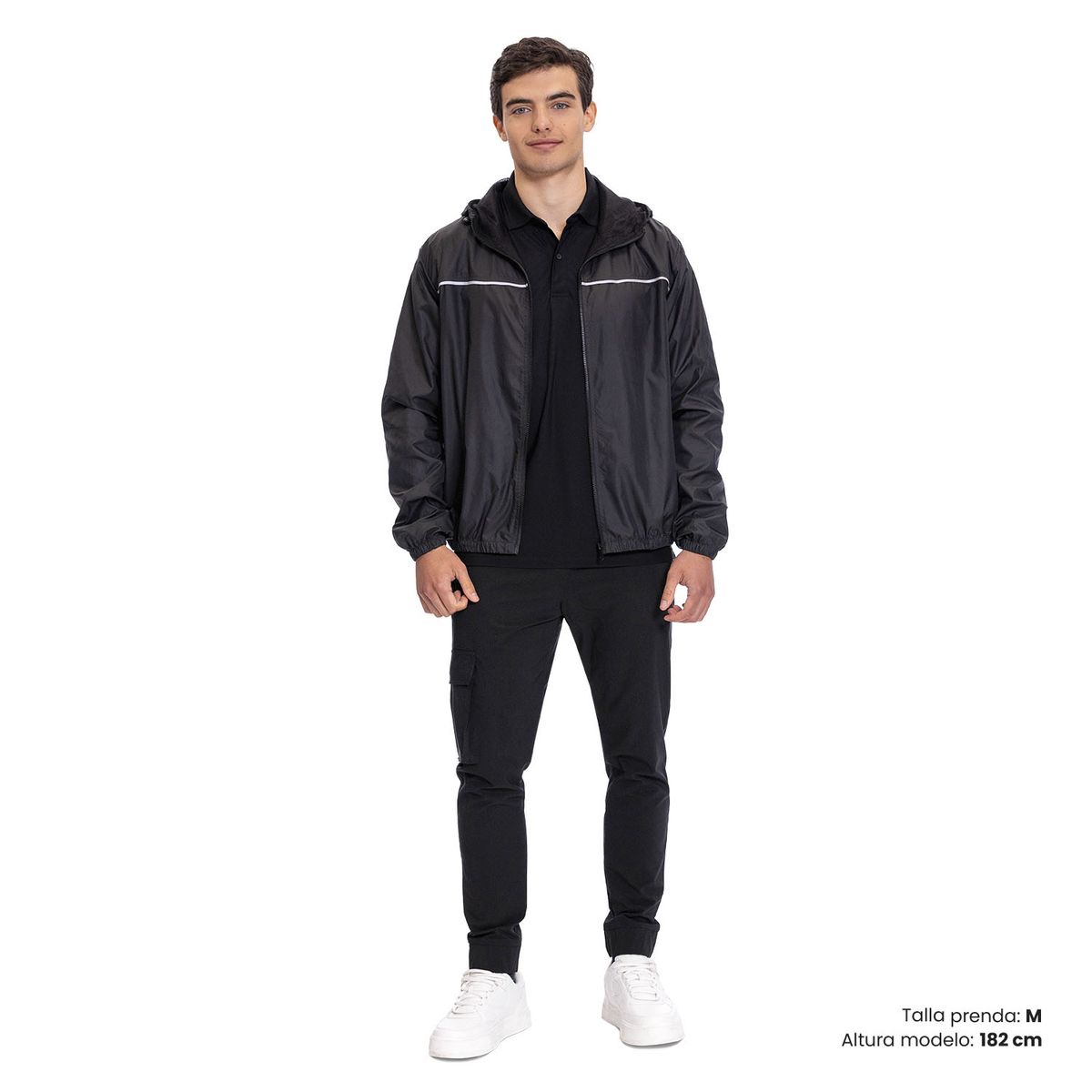 TOTTO - Chaqueta Liviana Con Capota Mosculer Negro Hombre Totto