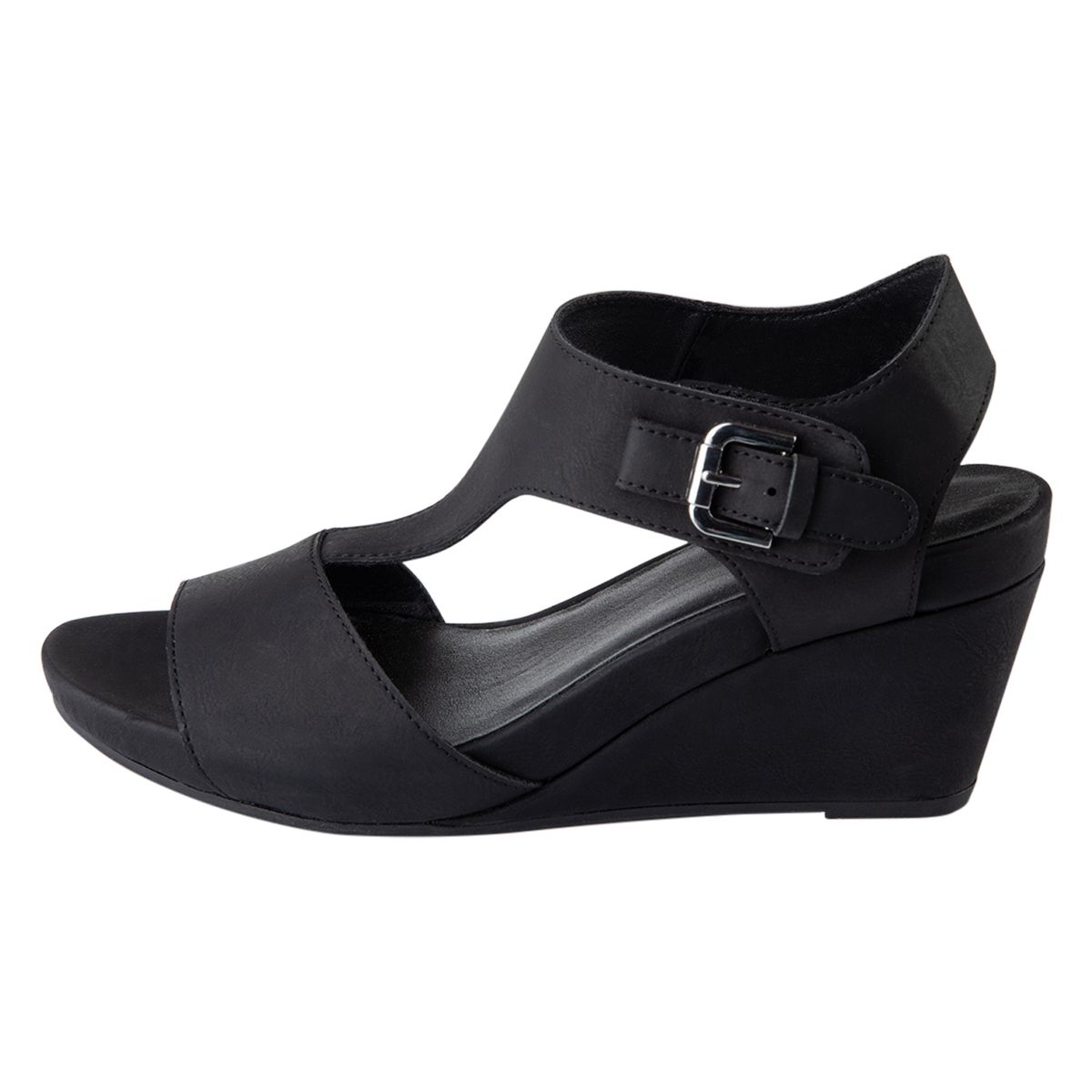 COMFORT PLUS - Sandalias Vanna Con Taco Tipo Cuña Para Mujer Negro Comfort Plus 199829