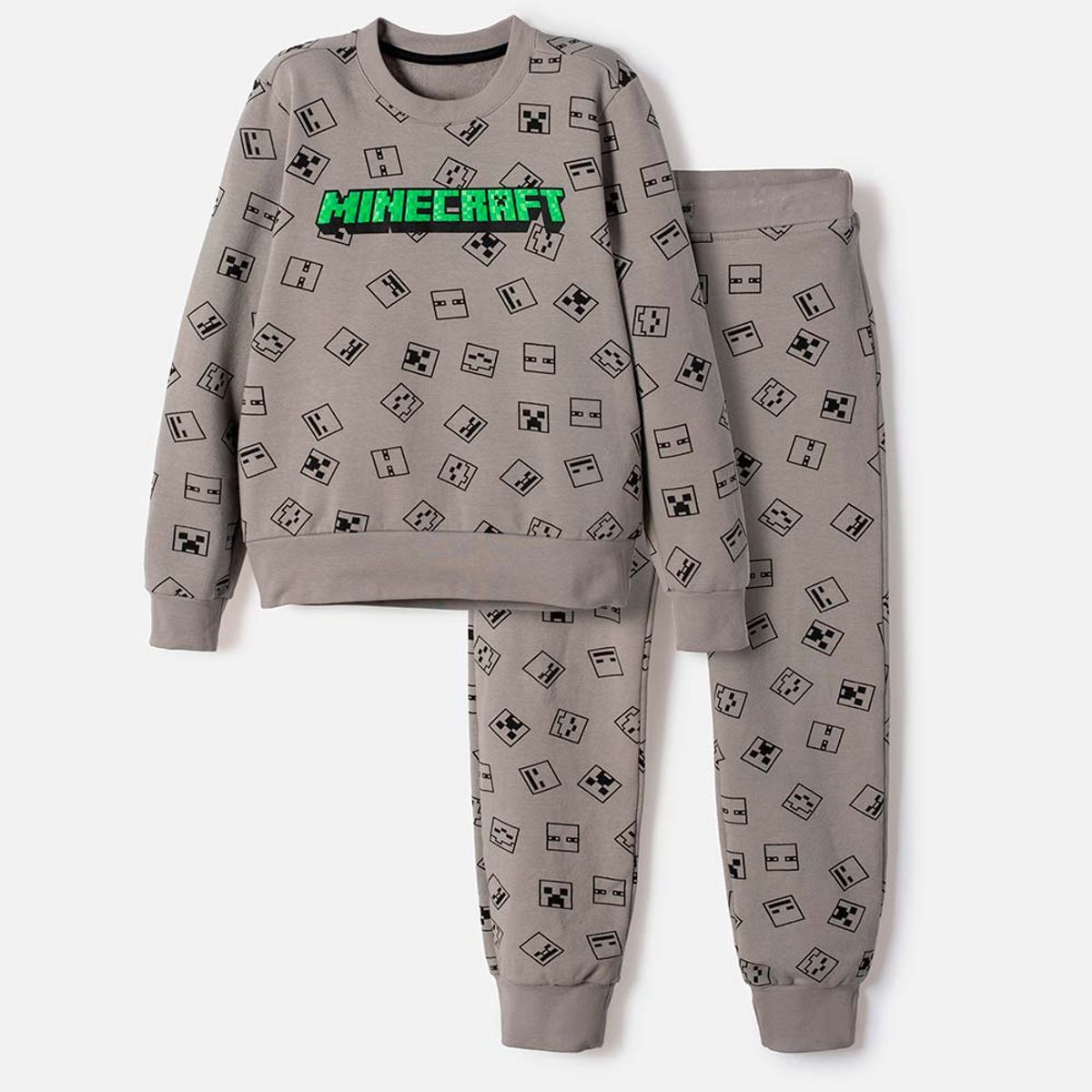 MINECRAFT - Conjunto de Minecraft con pantalón gris para niño