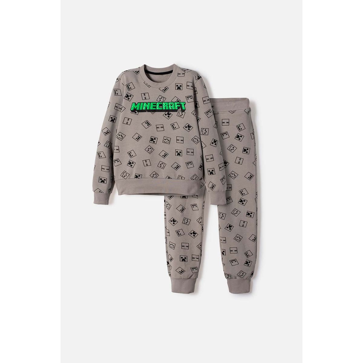 MINECRAFT - Conjunto de Minecraft con pantalón gris para niño