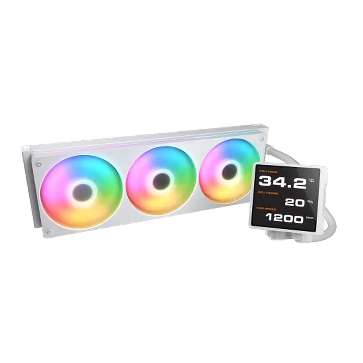 COUGAR - Refrigeración Líquida COUGAR POSEIDON VISTEK ARGB 360 Blanca – Pantalla LCD 4"