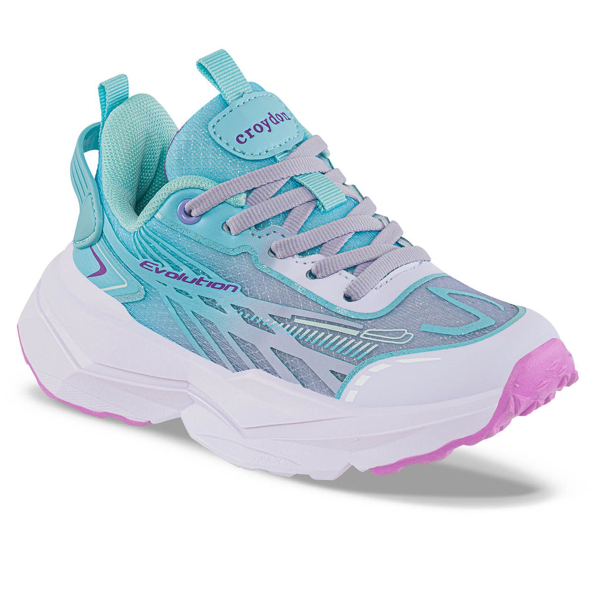 CROYDON - Tenis Running Mupira Azul-Lila Croydon para Niña