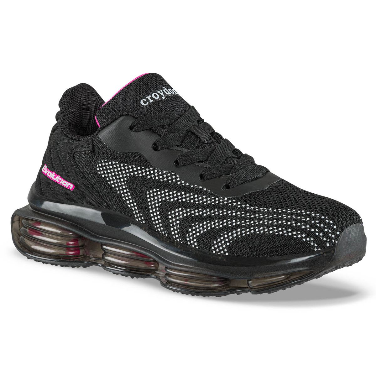 CROYDON - Tenis Running Ulorix Negro-Fucsia Croydon para Niña
