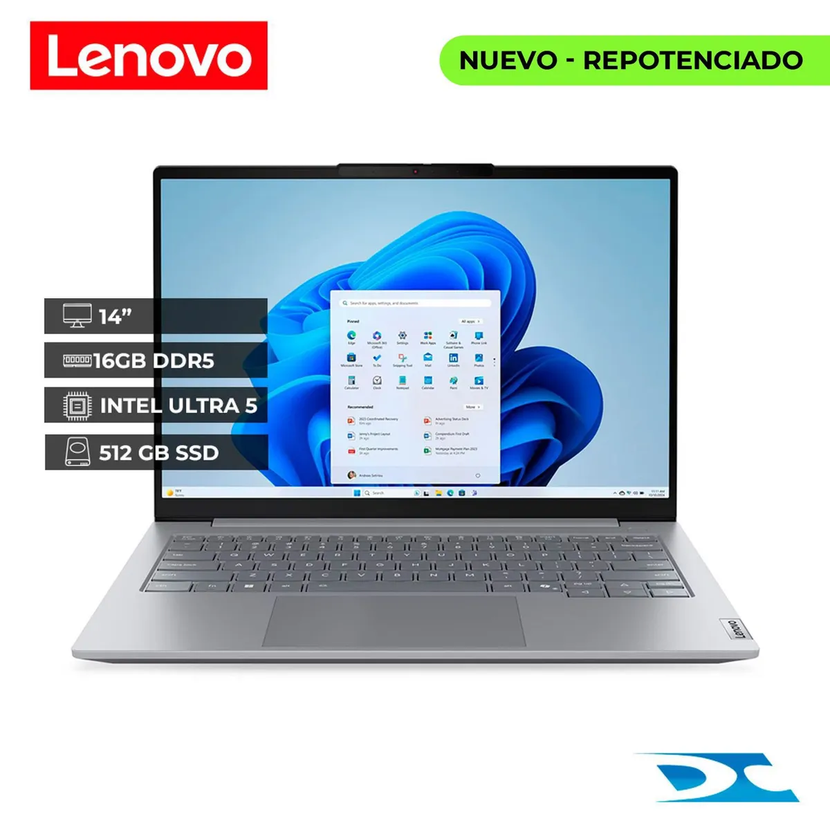 LENOVO - Portátil Lenovo THINKBOOK 14 G8 IAL ULTRA 5 225U/RAM 16GB /512 GB SSD/ 14" / FREE