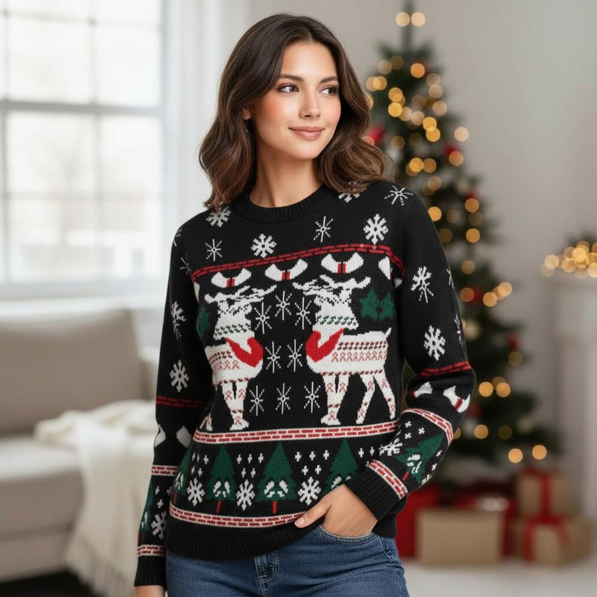 GENERICO - Saco Suéter Navideño Tejido Diseño Navidad Adultos Unisex