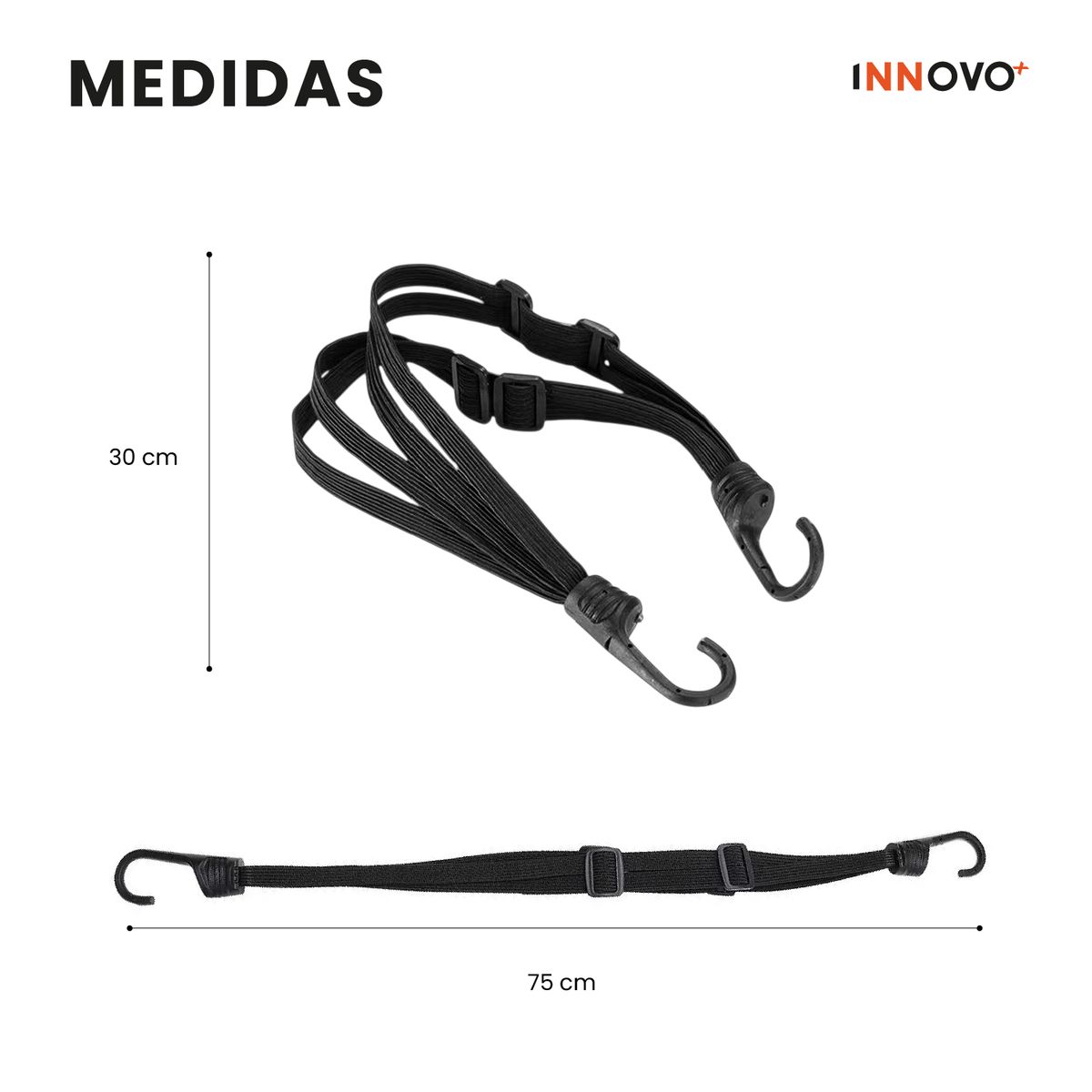INNOVA - Correa Multifuncional Antideslizante Para Casco Y Equipaje De Moto 75 Cm