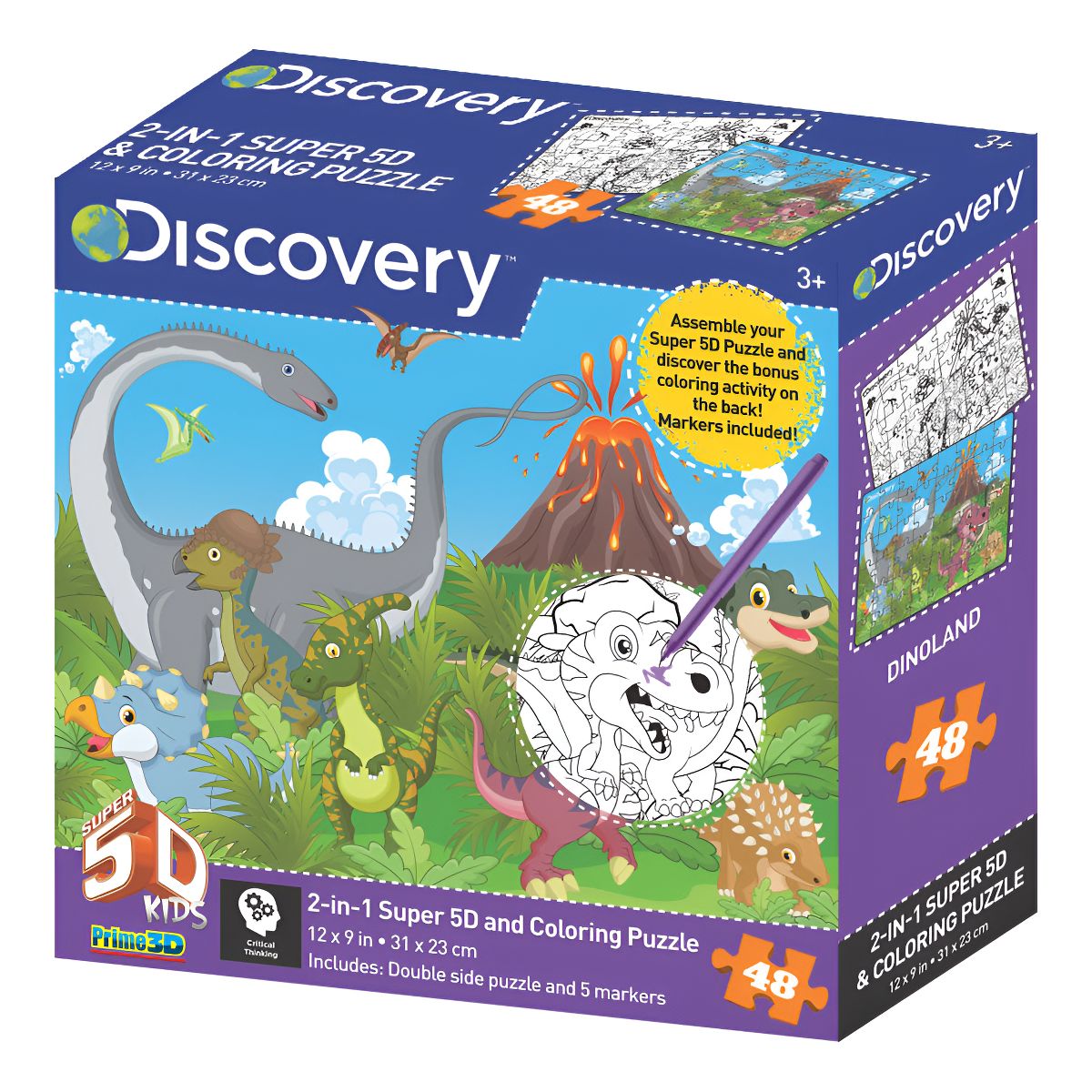 GENERICO - 3D ROMPECABEZAS Y COLOREABLE DINOSAURIOS W1 X 48PC