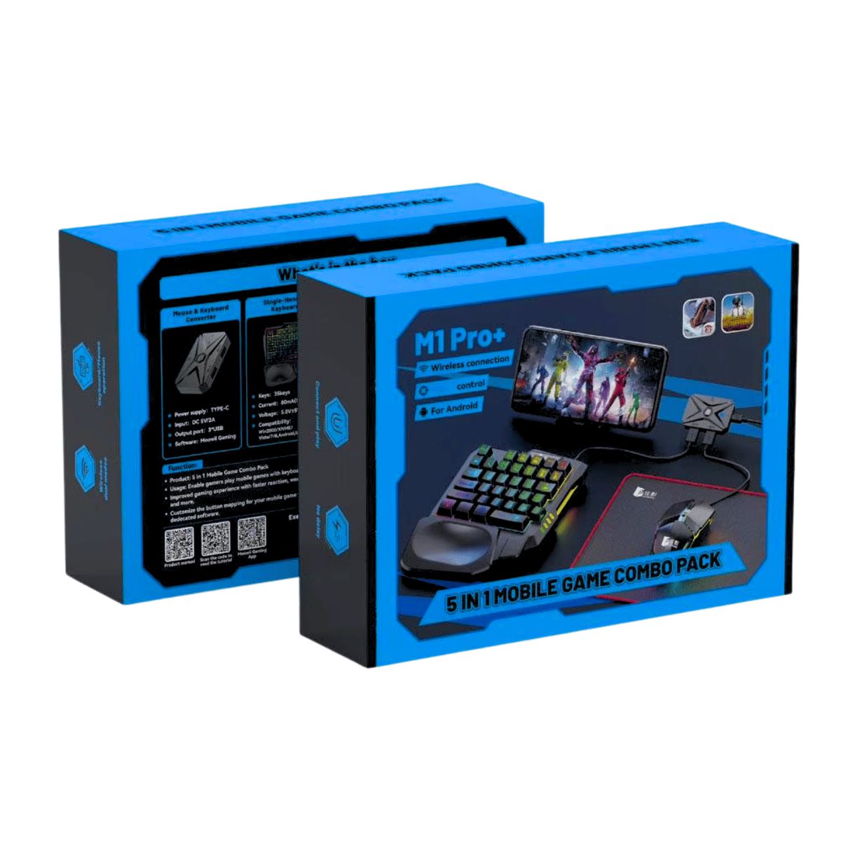 GENERICO - Combo Gamer M1 Pro+ 5 En 1 Set Mouse + Teclado + Convertidor + padmouse+ soporte