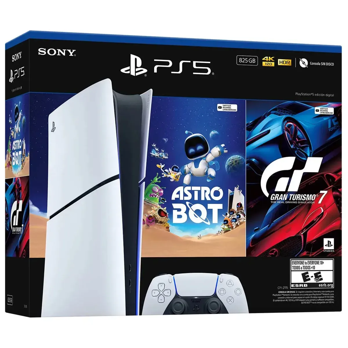 PLAYSTATION - Consola PS5 Edición Digital Modelo Slim Bundle Astro Bot - Gran Turismo 7
